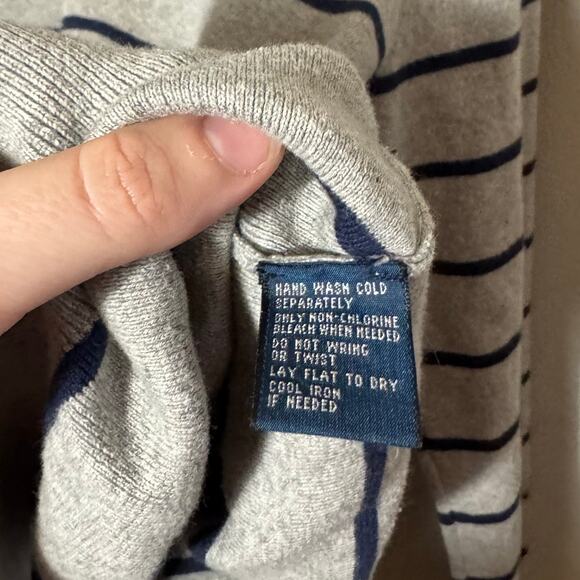 Vintage Mens Size L Polo by Ralph Lauren 100% Cotton Gray & Blue Striped Sweater - Picture 5 of 5